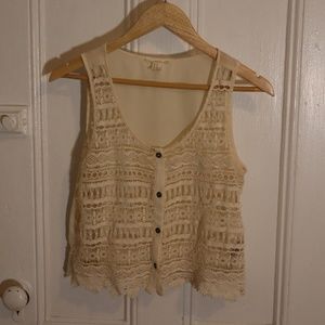 F21 Cream Lace Tank